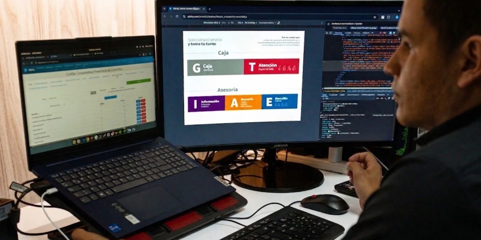 Developer writing custom software code